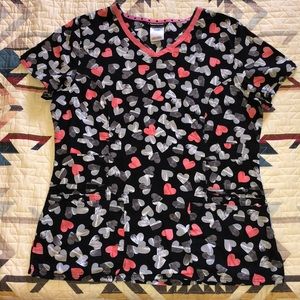 HeartSoul M Black Grey Pink Scrub Top